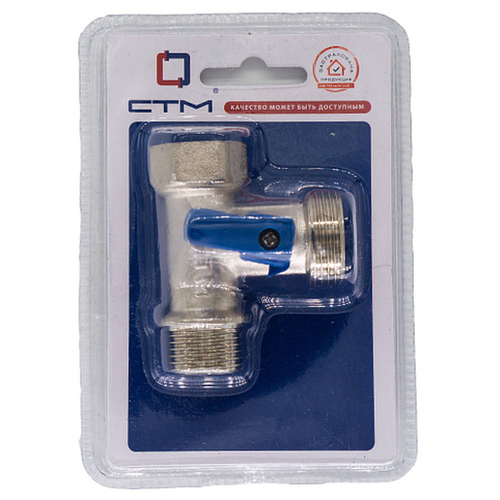 Кран шар. д/быт. прибор. 1/2"х3/4"х1/2" г/ш/ш флажок, никел. CTM CA3N1234