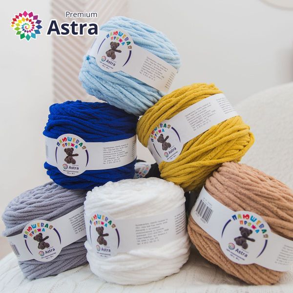 Пряжа Astra Premium (Астра Премиум) Плюшевая / уп.2 мот. по 100 г, 80 м, 516 св.голубой