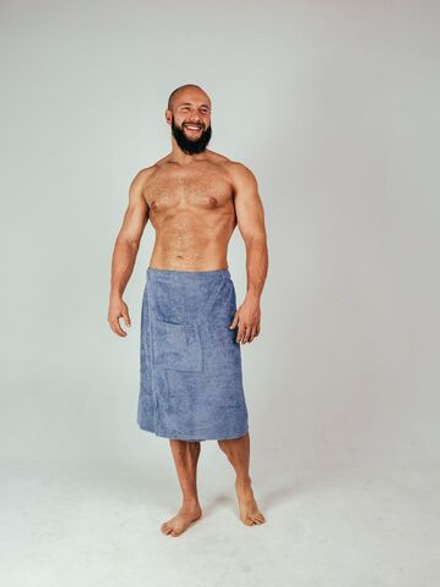 Килт махровый для бани лазурь