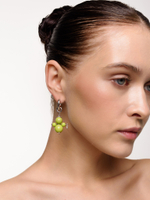 Моносерьга "Nevalyashka" green Silver