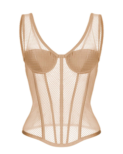 Блуза корсетного типа удлиненная из крепа и сетки