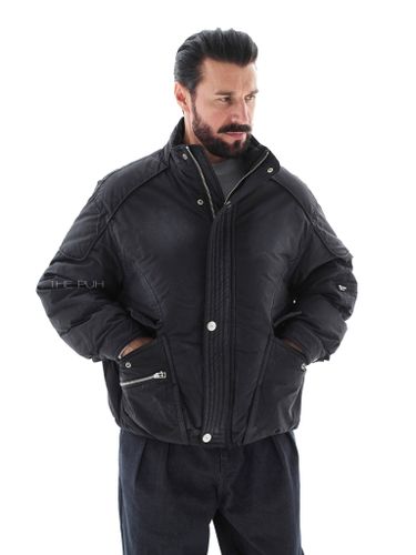 Черный короткий пуховик с напылением