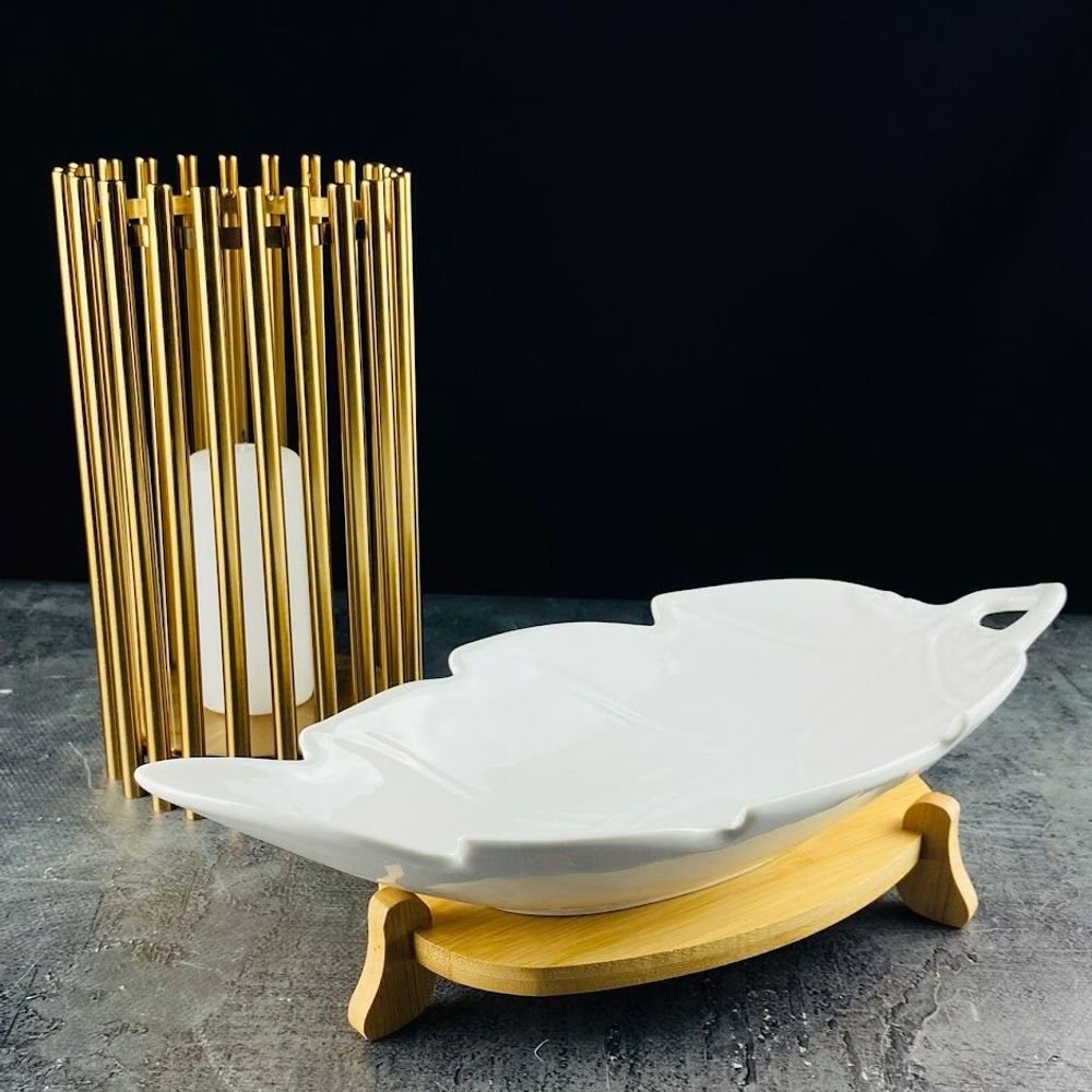 Lenardi 140-105 Блюдо 42см на подставке BAMBOO в под.уп.(х8)Фарфор