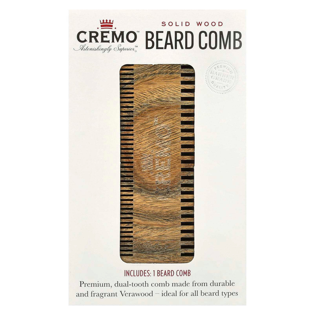 Cremo, Гребешок для бороды из цельного дерева, 1 гребешок