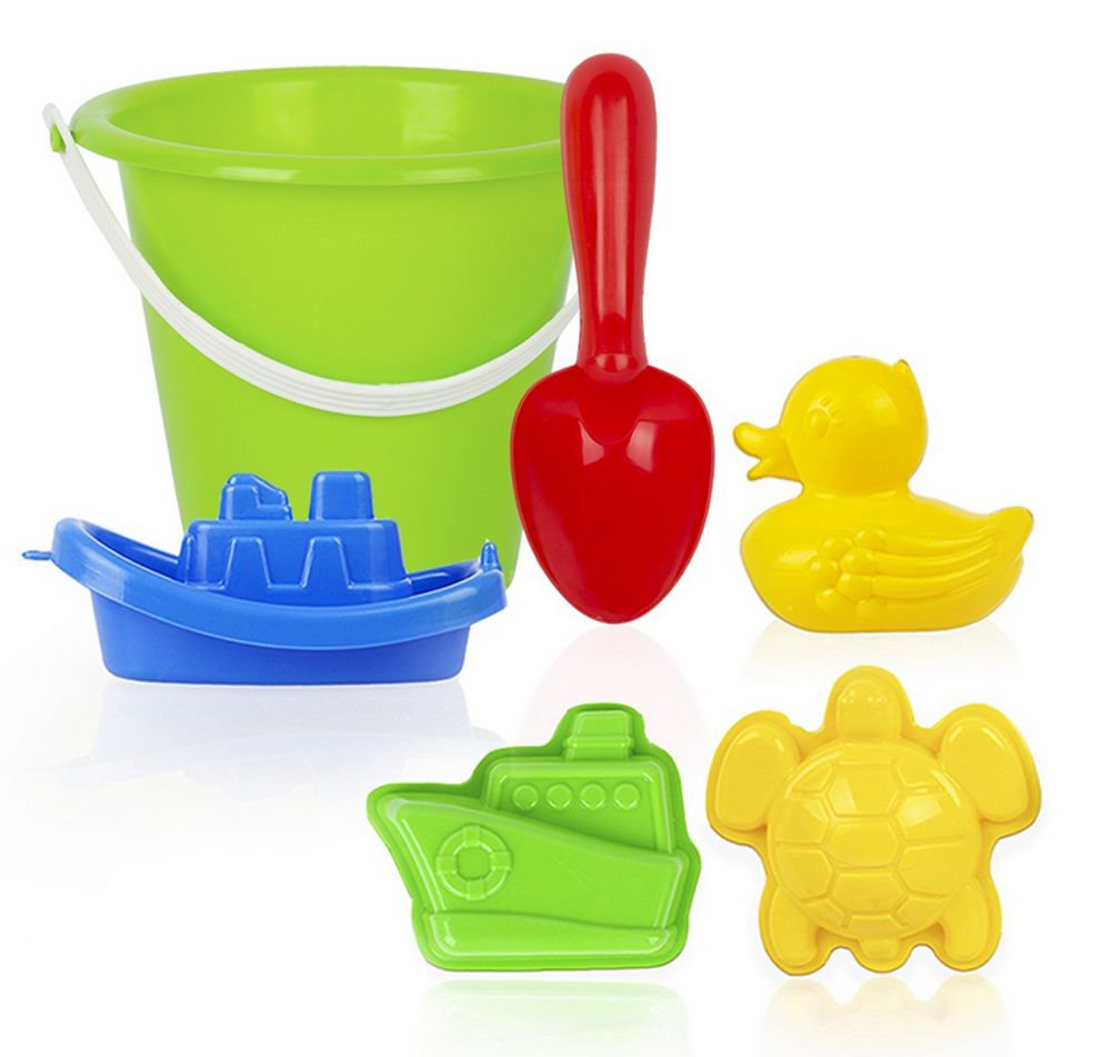 Песочный набор в корзинке "Садовый" 4 формочки, совок, грабли, леечка (Совтехстром)