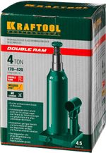 KRAFTOOL DOUBLE RAM, 4 т, 170 - 420 мм, с увеличенным подъемом, двухштоковый бутылочный домкрат (43463-4)
