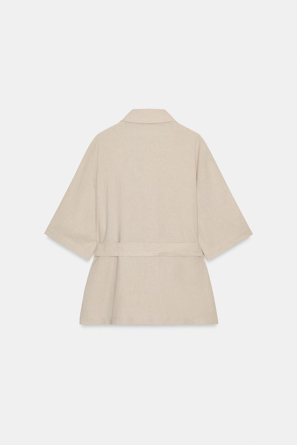 ZARA КУРТКА-САФАРИ ИЗ ЛЬНА С РЕМНЕМ, СВЕТЛО-БЕЖЕВЫЙ