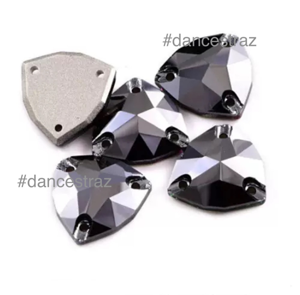 Стразы пришивные, Fat Triangle, Jet Metallic Silver, 001MS, 16mm, (18 ea/pkg), 5A+best, (F2)