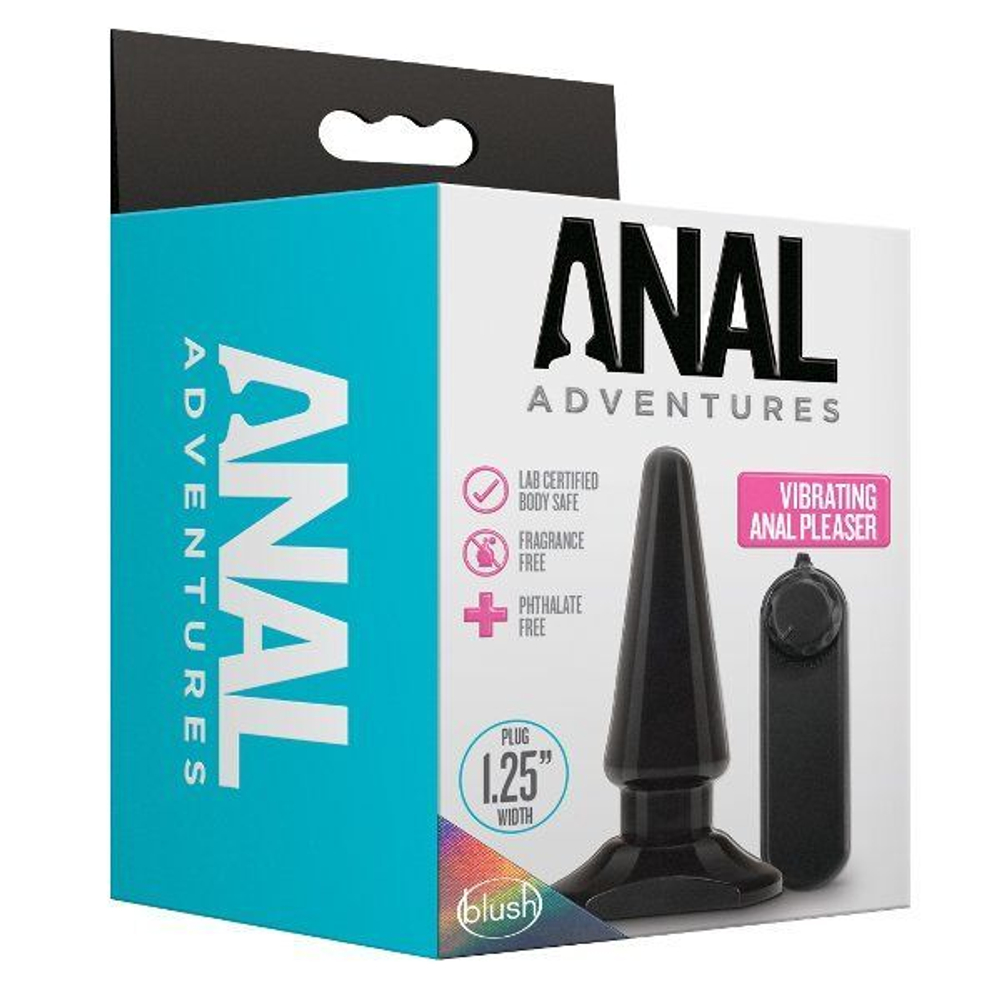 Черная анальная пробка с вибрацией Basic Vibrating Anal Pleaser - 10,2 см. (Цвет: черный)