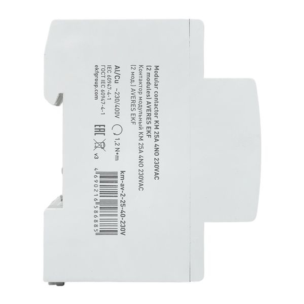 Контактор модульный КМ 25А 4NO 230В АС (2 мод.) AVERES EKF