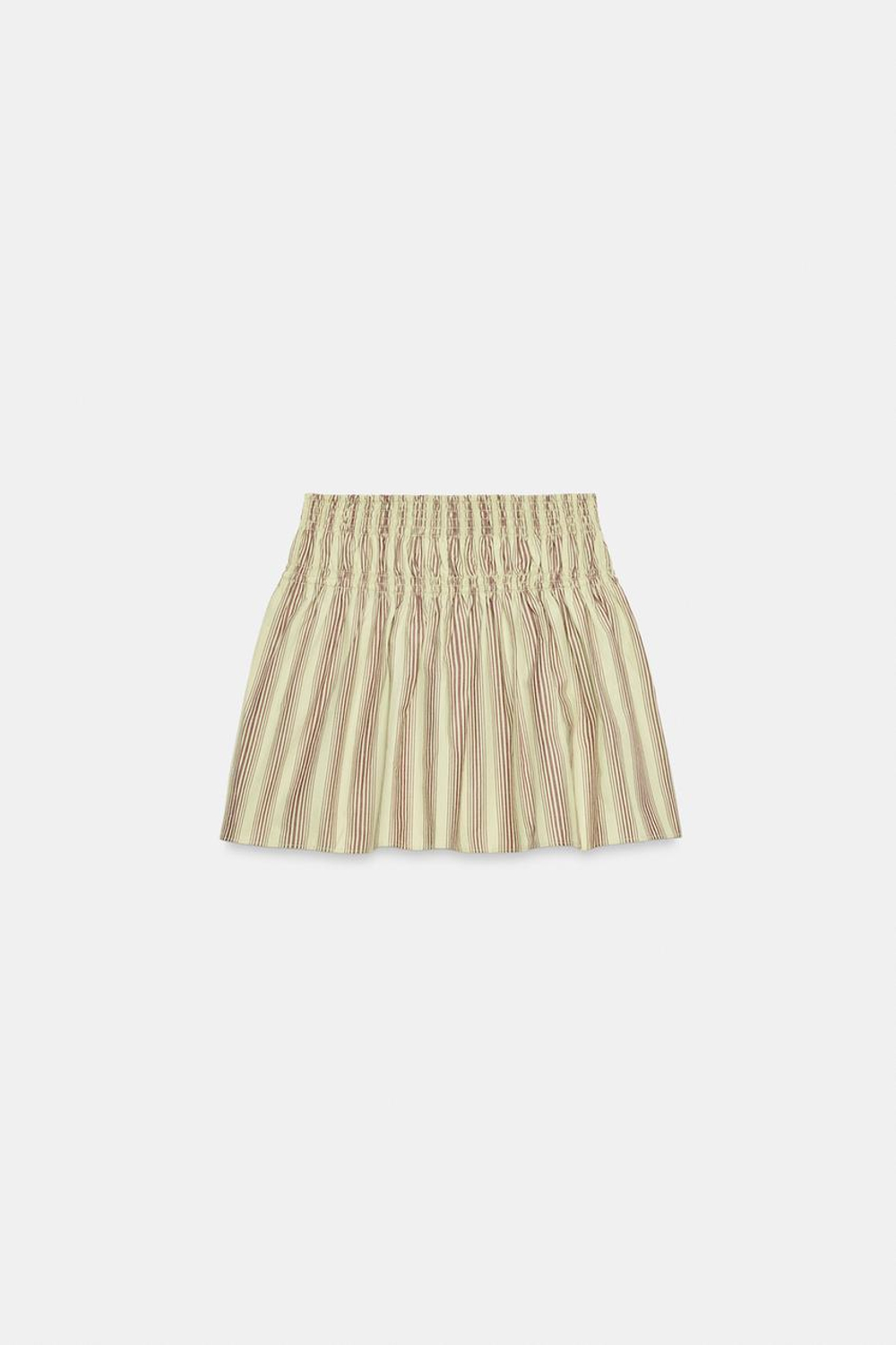 ZARA МИНИ-ЮБКА В ПОЛОСКУ, КОРИЧНЕВЫЙ/ЗЕЛЕНЫЙ