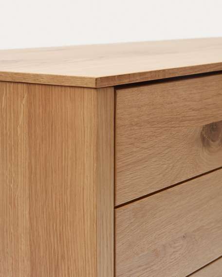 Alguema Комод с 3 ящиками из дубового шпона с натуральной отделкой 100 x 97 см