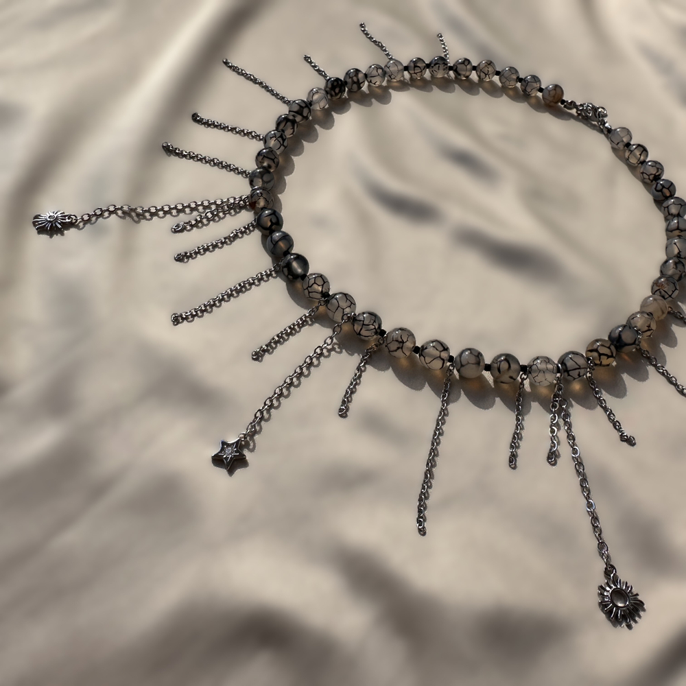 Колье «Лунные кружева» — агат «Вены Дракона»