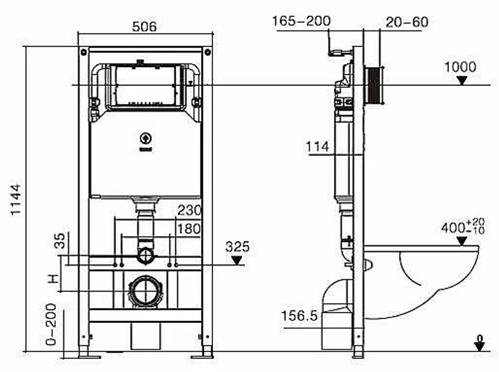 Унитаз с инсталляцией WeltWasser AMBERG 506 + MERZBACH 043 MT-BL + AMBERG RD-CR