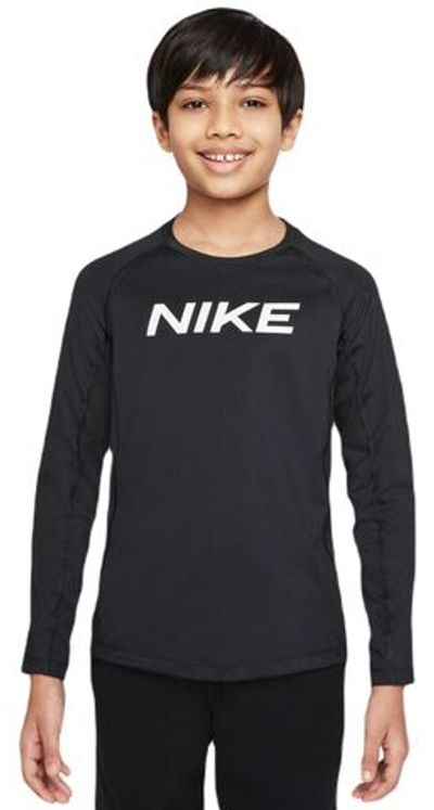 Детская теннисная футболка Nike Pro Dri-FIT Long Sleeve Top - Black