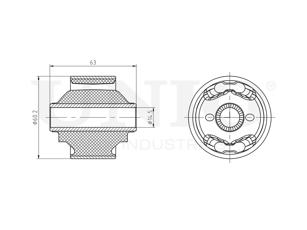 Сайлентблок задний переднего нижнего рычага UNIO RMP-20683