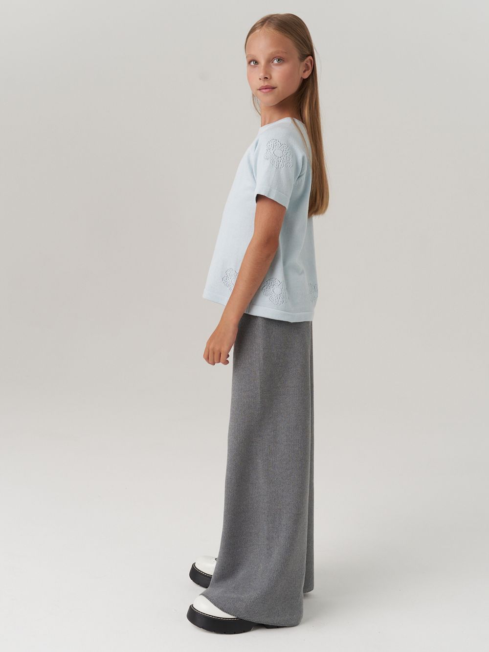 Джемпер для девочки с коротким рукавом AT1083 голубой