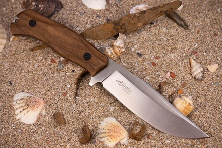 Нож Kizlyar Supreme ATLANTIS AUS-10Co (StoneWash, Walnut Handle, Leather Sheath)