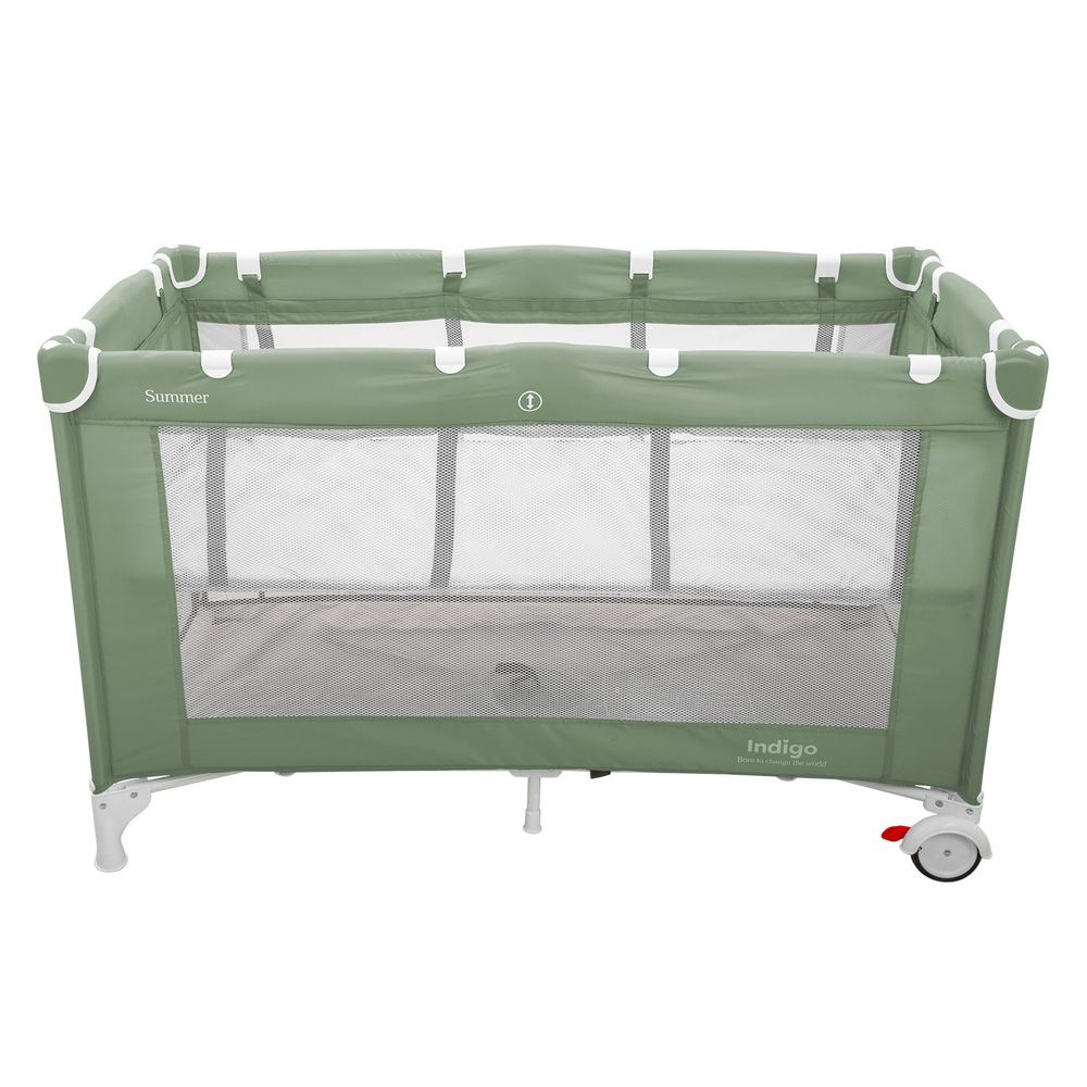 Манеж-кровать "Summer", 2 уровня, москитка, 2 кольца, (Indigo) (бежевый)