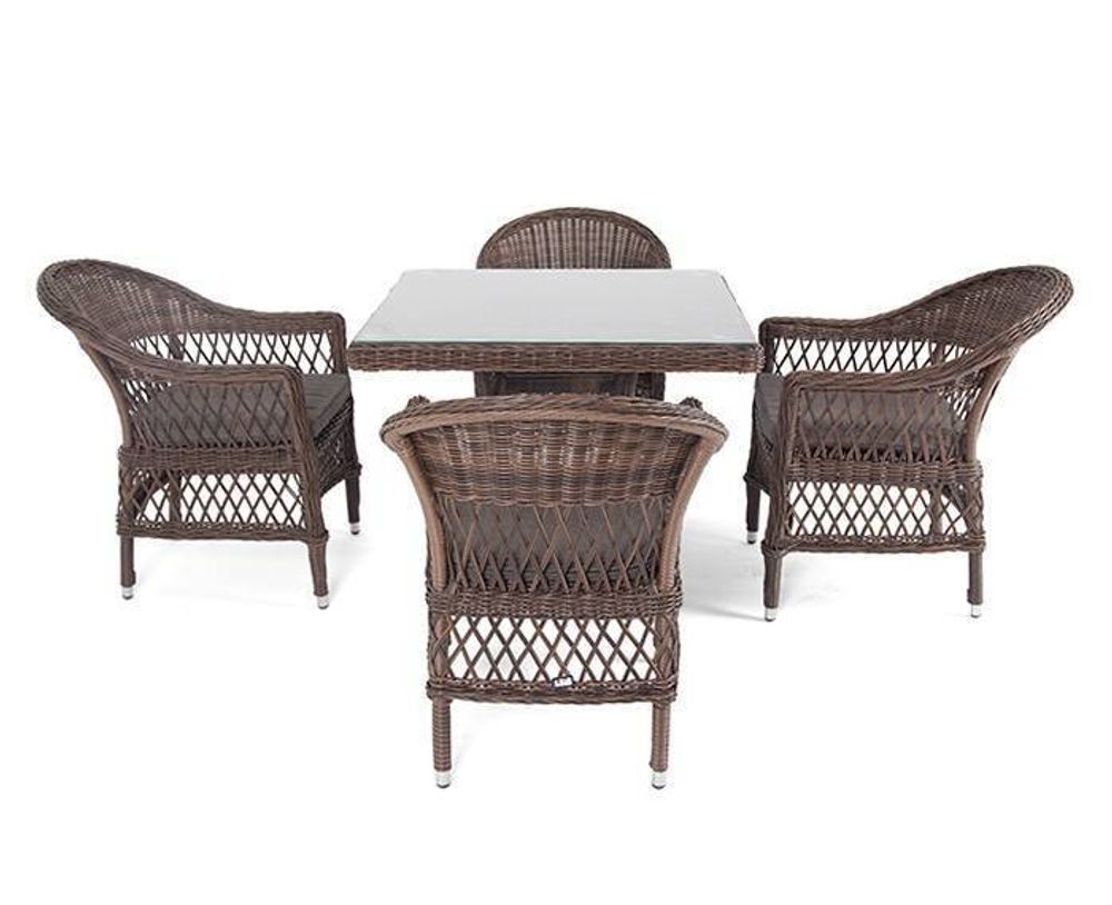 "Сицилия" обеденная группа плетеная, цвет коричневый
