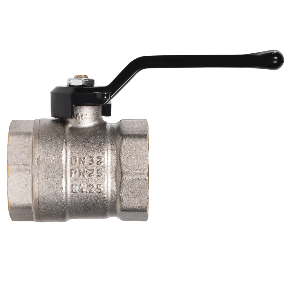 Кран шаровой латунный LD Pride 47.32.В-В.Р Ду32 Ру25 вн-вн (рычаг с бир.)