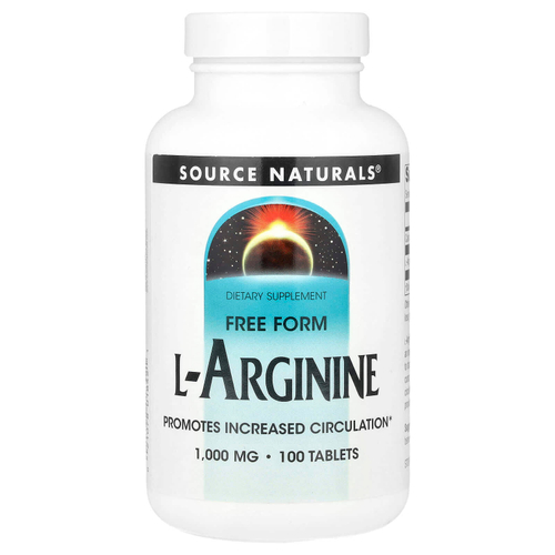 Source Naturals, L-аргинин, Свободная форма, 1000 мг, 100 таблеток