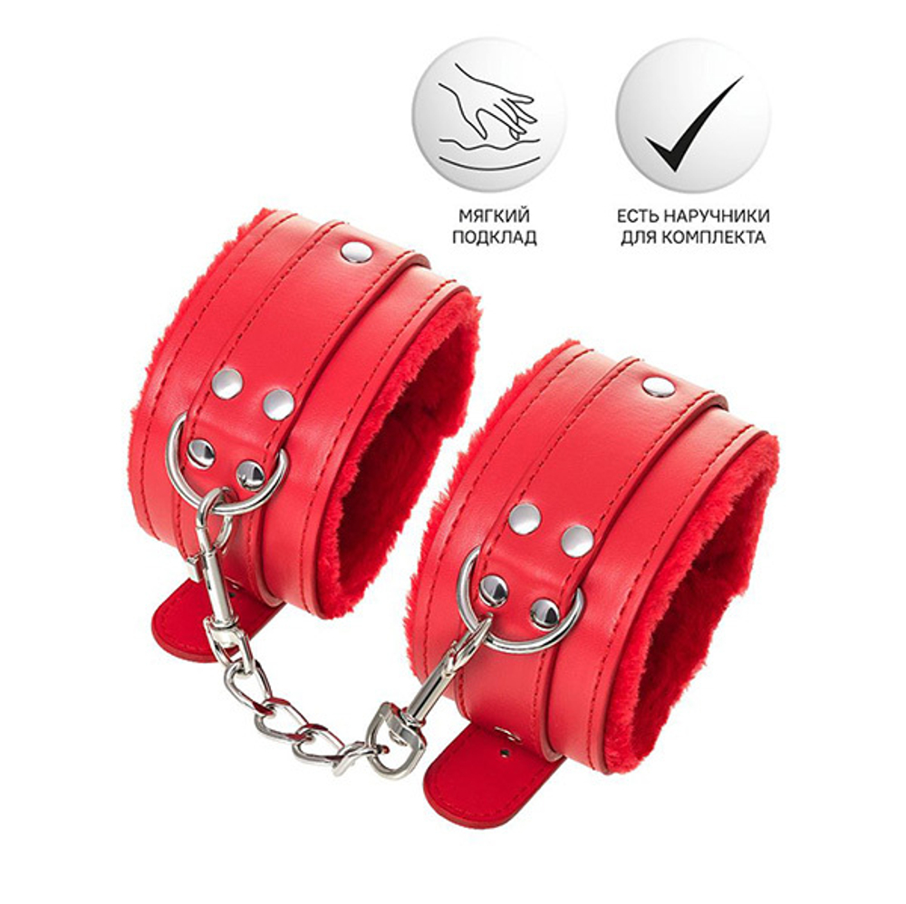 Красные оковы из искусственной кожи ToyFa Anonymo 310155