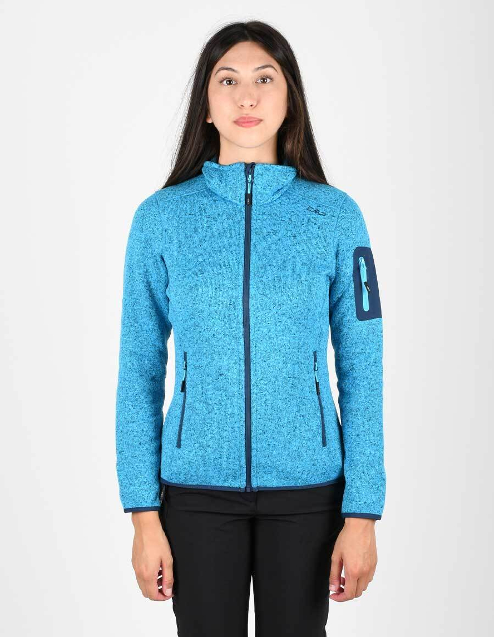 Толстовка флисовая CMP Women's Fleece Knit Tech 3H14746 Jacket, артикул 3H14746, цвет Azzurro/Lake (03LH)