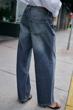 ZARA ДЖИНСЫ Z1975 ПРЯМОГО КРОЯ С НИЗКОЙ ПОСАДКОЙ, СИНИЙ