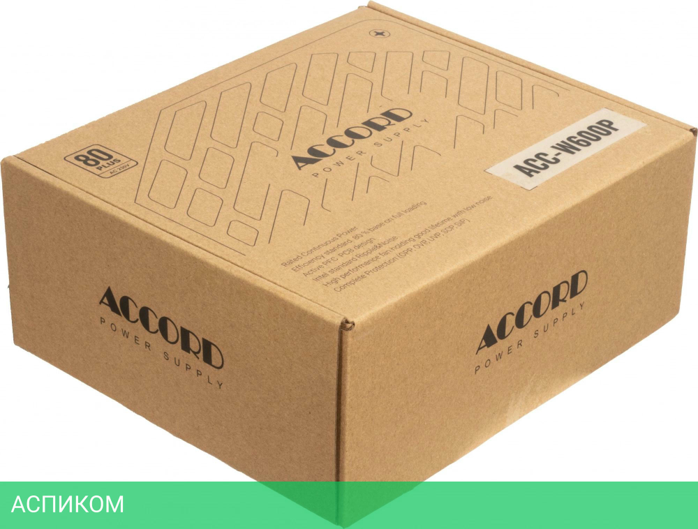 Блок питания Accord ATX 600W 80 Plus White (ACC-W600P)