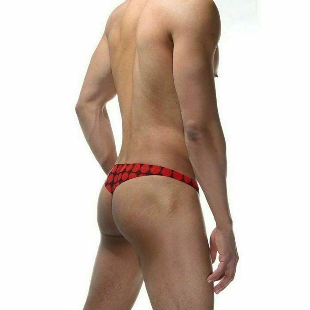 Мужские трусы тонги красные с узором La Blinque LB15406