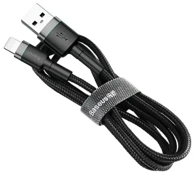 Кабель Baseus Cafule Cable (Special Edition) 2.4A (USB) на (Lightning) (CALKLF-GG1) 100см тканевая оплётка (черный)
