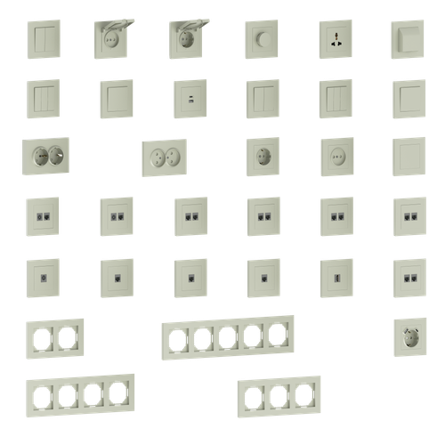 Накладка для розетки Schuko с зарядным устройством USB A+C, со шторками 16A 250В, шампань, серия A07