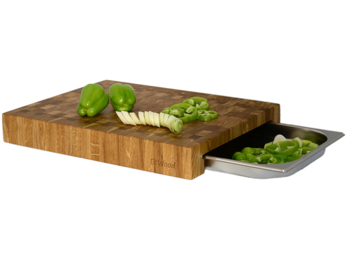 Торцевая разделочная доска с гастроемкостью 54x42x8 см. дуб, арт. 082