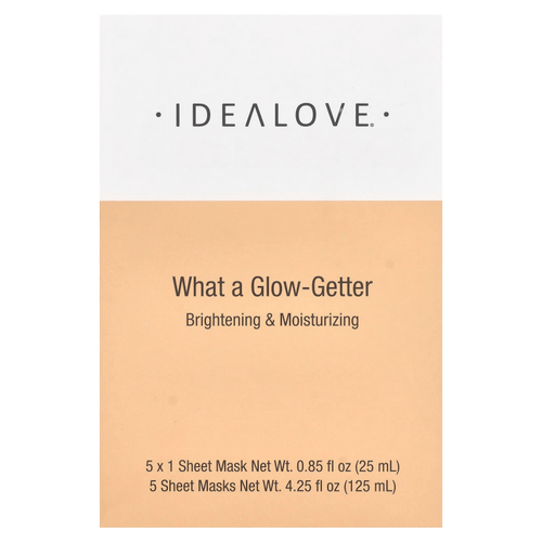 Idealove, What a Glow-Getter, осветляющие и увлажняющие тканевые маски, 5 шт. по 25 мл (0,85 жидк. унции)