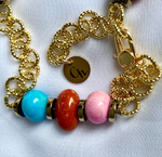 Колье "Рио" 50 см с тонированными агатами, оттенок золото