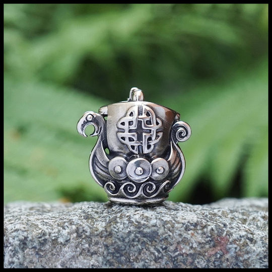 Темлячная бусина "Драккар" для ножей , мельхиор