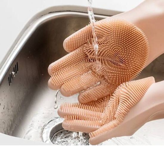 Силиконовые перчатки для уборки Xiaomi Silicone Cleaning Glove Pink (HH674)