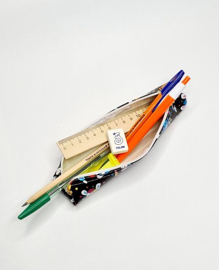 Школьный пенал с 2 отделениями, сиреневый, 11 предметов