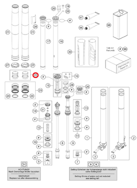 Комплект направляющих вилки WP KTM, HQV, GASGAS 48mm ( )
