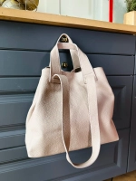 Женская сумка-шоппер из натуральной кожи пудрового цвета