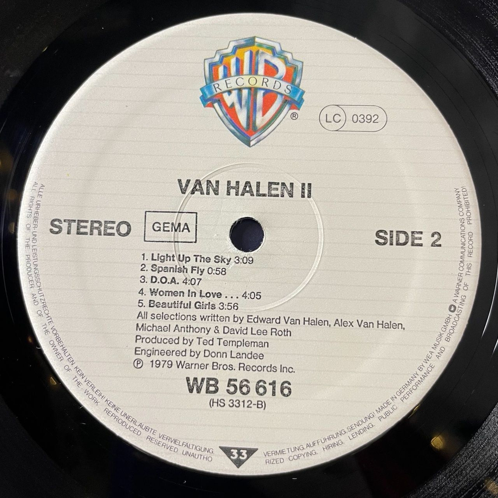 Винтажная виниловая пластинка LP Van Halen II (Germany 1981) Somebody Get Me A Doctor