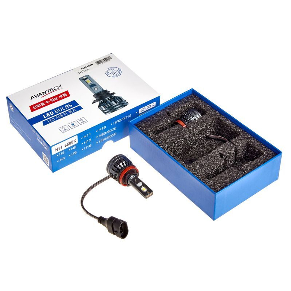 Лампа светодиодная LED Avantech H11 / H16 12V 35W, 6500К 3500lm (комплект 2 шт.) ALB1135W