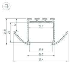 Профиль PLS-LOCK-H25-FA-2000 ANOD (Arlight, Алюминий) 016444
