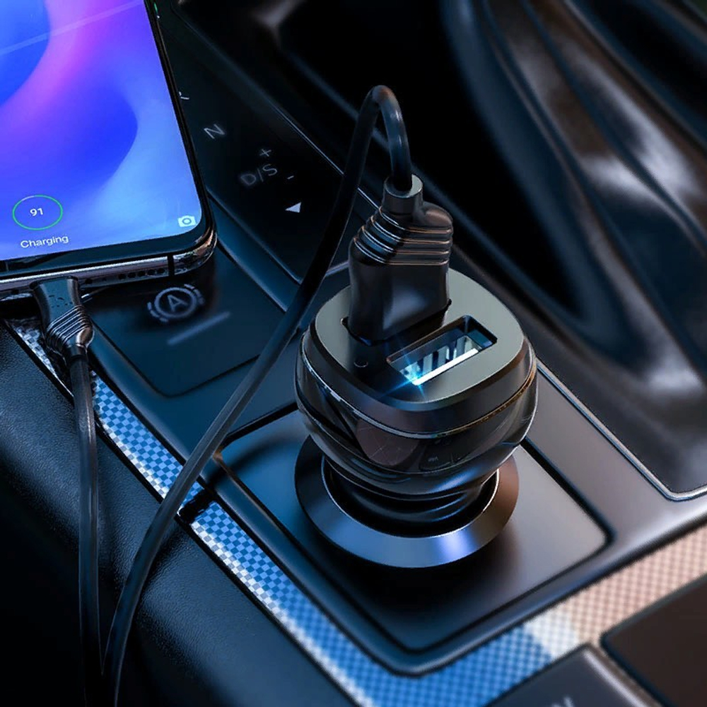 Разделитель автомобильный Hoco Z40 Superior dual port car charger с кабелем Type-C (2USB: 5V &amp; 2.4A) Черный