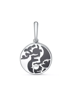 Серебряная подвеска с агатом черным Инь Ян