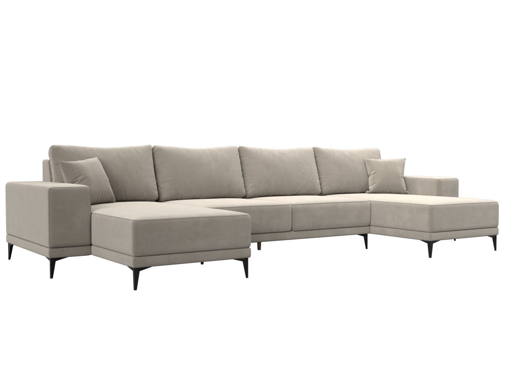 Диван П-образный Льюес, Бежевый, Микровельвет, 122415