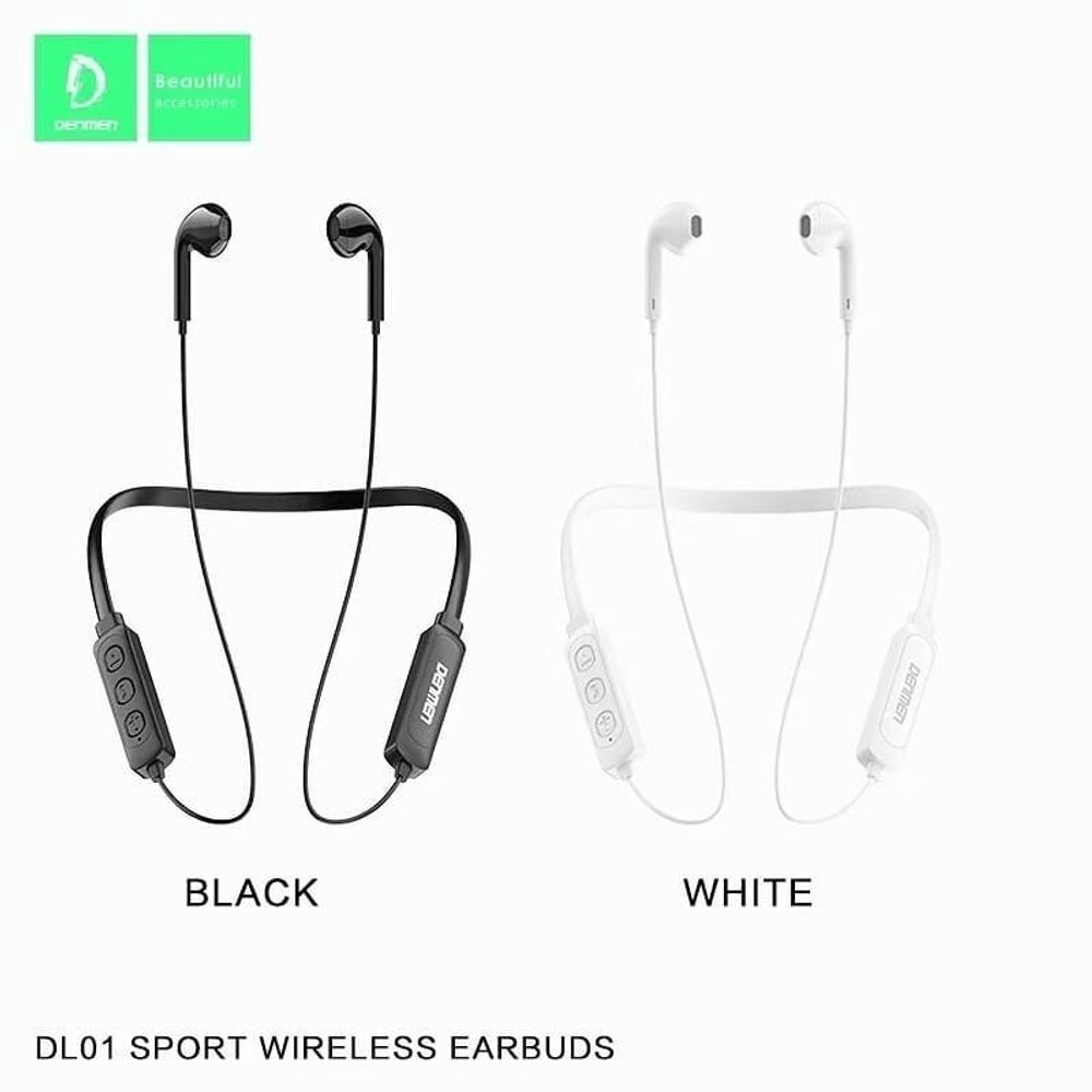 Спортивные наушники Bluetooth DENMEN DL01 (белый)