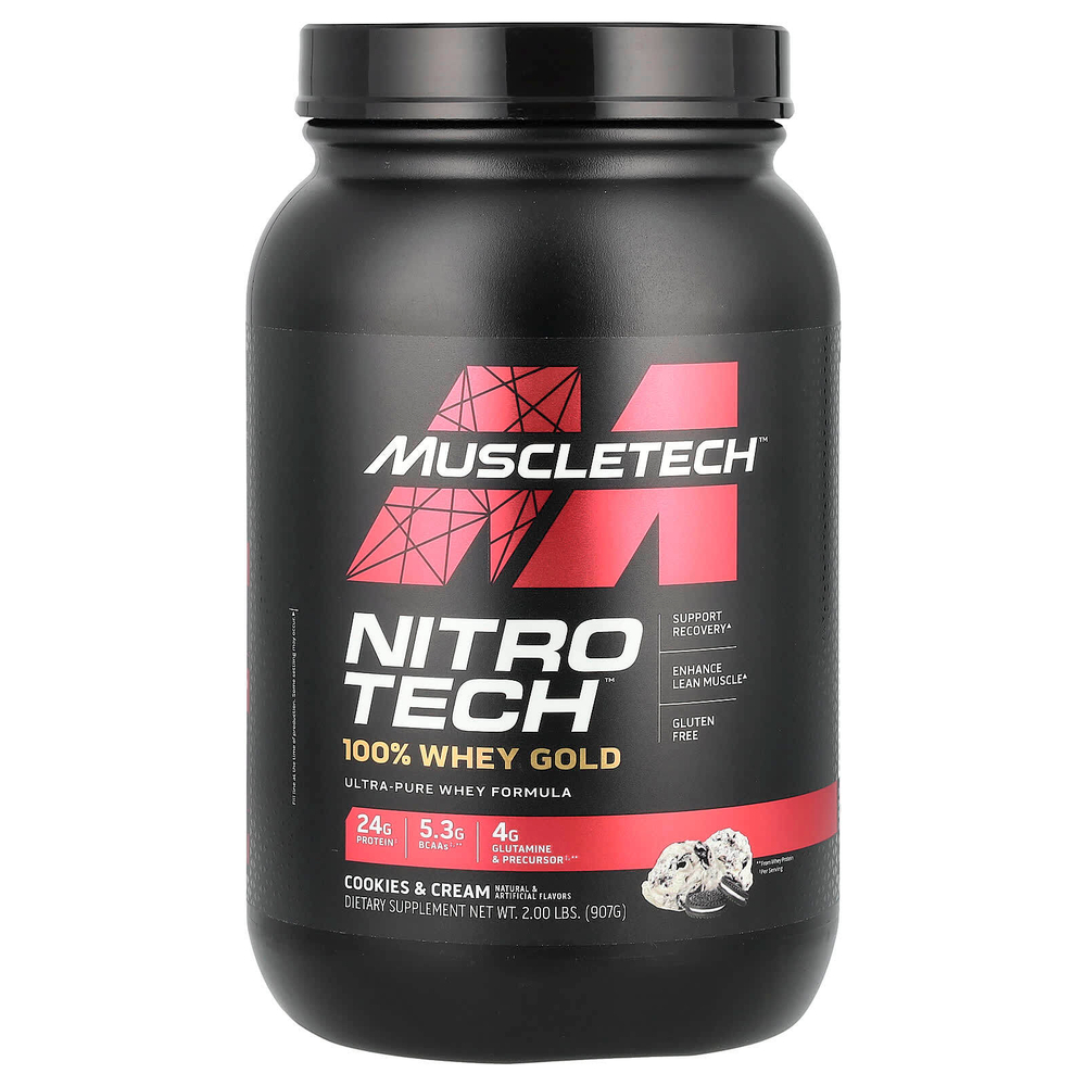 MuscleTech, Nitro-Tech™, 100% Whey Gold, печенье и сливки, 907 г (2 фунта)