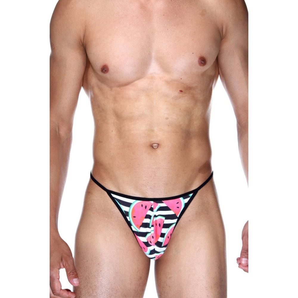 Мужские трусы стринги черно-белые с принтом DARKZONE DZN6667